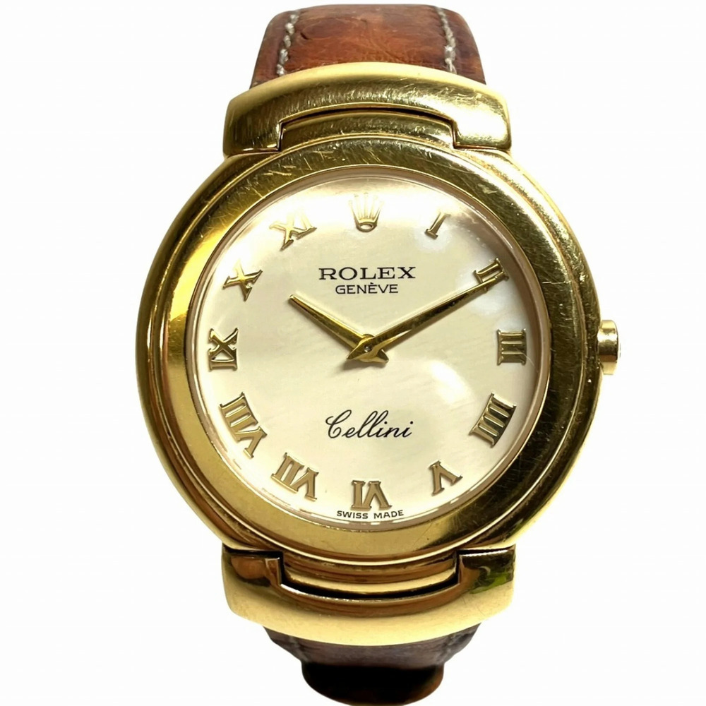 Rolex Cellini watch, total weight 59.3g, 18K gold, genuine leather strap, qua...